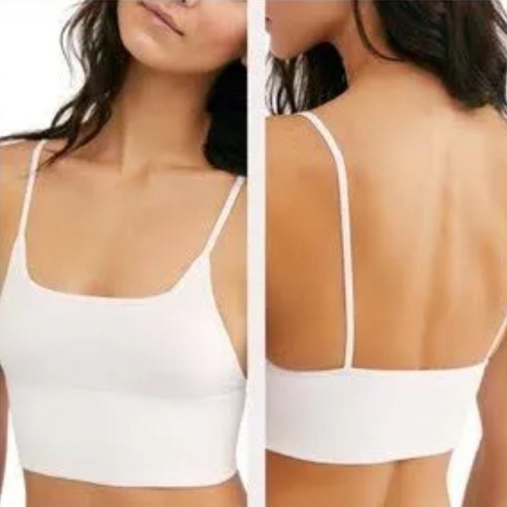 Free People Andi Square Neck Seamless Bra White MSRP $38 FP076